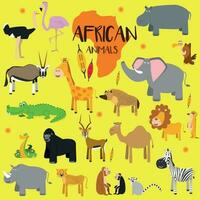 vecteur illustration ensemble de africain animaux dans dessin animé style.
