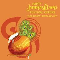 illustration vectorielle d & # 39; un fond pour le festival indien de joyeux janmashtami vecteur