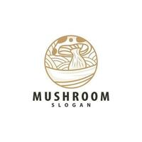 champignon logo, rétro minimaliste conception, nourriture vecteur, champignon usine, icône illustration symbole vecteur