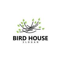 oiseau nid logo, oiseau maison abri vecteur, moderne ligne conception minimaliste style, symbole modèle icône vecteur