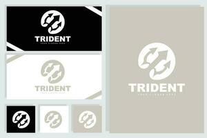 trident logo, vecteur la magie lance de poseidon Neptune, triton Roi conception, modèle icône marque illustration