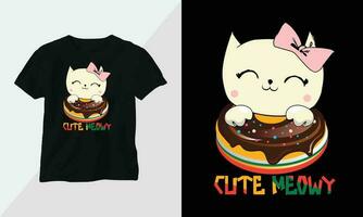 mignonne miaou - chat T-shirt et vêtements conception. vecteur imprimer, typographie, affiche, emblème, Festival