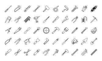 ensemble de cinquante outils mis en icônes vecteur