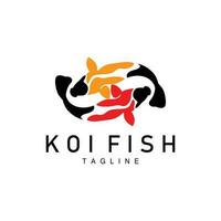 création de logo de poisson koi, vecteur de poisson d'ornement chanceux et triomphal chinois, icône de poisson d'or de marque d'entreprise