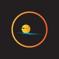 modèle de logo de lever de soleil. modèle de logo d'icône d'illustration vectorielle soleil sur l'horizon vecteur