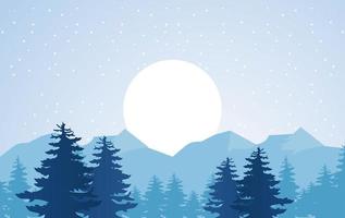 scène de paysage d & # 39; hiver bleu beauté avec soleil et forêt vecteur