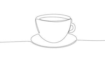 tasse de thé. un ligne continu tasse de Expresso isolé sur blanc Contexte. ligne art contour vecteur illustration.