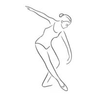 danseur de ballet de dessin au trait continu vecteur