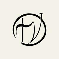 monogramme logo, initiale des lettres ré et v ou dr vigueur noir Couleur sur beige Contexte vecteur