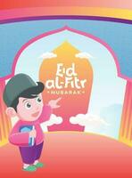 Ramadan affiches. eid al-fitr. Ramadan vente. eid al-fitr thème avec le concept de une violet mosquée dôme. vecteur illustration
