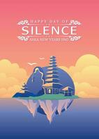 le jour du silence de bali et le nouvel an hindou illustration vectorielle adaptée à la bannière et au modèle d'affiche, indonesain bali's nyepi day vecteur