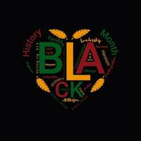 abstrait cœur logo avec texte en relation à noir histoire mois. mois africain américain histoire fête vecteur