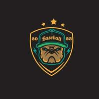 conception logo mascotte chien base-ball vecteur