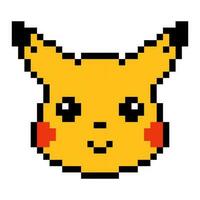 Pikachu pixel art. Années 90 dessin animé personnage vecteur
