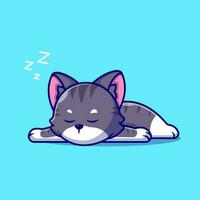 illustration d'icône vectorielle de dessin animé mignon chat endormi. concept d'icône de nature animale isolé vecteur premium. style de dessin animé plat