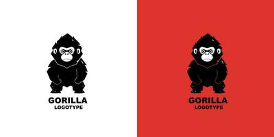 gorille Puissance logo vecteur illustration sur rouge et blanc Contexte. logotype signe conception modèle