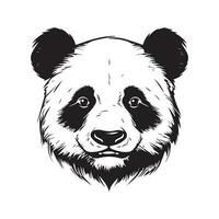 Panda, ancien logo ligne art concept noir et blanc couleur, main tiré illustration vecteur