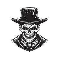 mystérieux Mort-vivant, ancien logo ligne art concept noir et blanc couleur, main tiré illustration vecteur