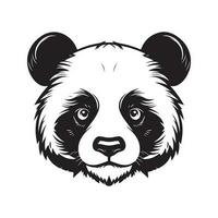 Panda, ancien logo ligne art concept noir et blanc couleur, main tiré illustration vecteur