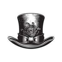 st patrick journée chapeau, ancien logo ligne art concept noir et blanc couleur, main tiré illustration vecteur