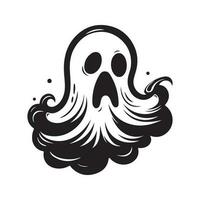 fantôme, ancien logo ligne art concept noir et blanc couleur, main tiré illustration vecteur