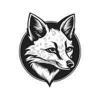 Renard, ancien logo ligne art concept noir et blanc couleur, main tiré illustration vecteur