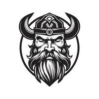 futuriste viking, ancien logo ligne art concept noir et blanc couleur, main tiré illustration vecteur