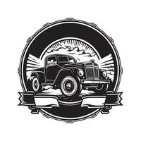 de route, ancien logo ligne art concept noir et blanc couleur, main tiré illustration vecteur