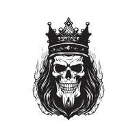 mystérieux Mort-vivant fantôme roi, ancien logo ligne art concept noir et blanc couleur, main tiré illustration vecteur