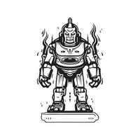 Feu Golem, ancien logo ligne art concept noir et blanc couleur, main tiré illustration vecteur