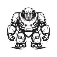 Golem, ancien logo ligne art concept noir et blanc couleur, main tiré illustration vecteur