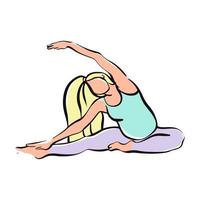 fille enceinte faisant du yoga pour les femmes enceintes. fitness, sports pour femmes enceintes. illustration vectorielle vecteur