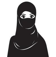 une musulman hijab femmes vecteur silhouette, une musulman fille portant une hijab vecteur illustration.