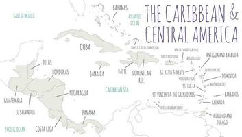 politique Caraïbes et central Amérique carte vecteur illustration isolé dans blanc Contexte. modifiable et clairement étiqueté couches.