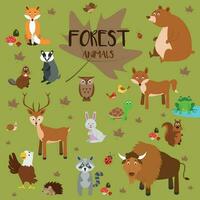 vecteur illustration ensemble de forêt animaux dans dessin animé style.