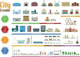 ville créateur plein collection avec 76 éléments vecteur