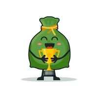 mignonne mascotte dessin animé personnage argent sac avec concept entreprise. vecteur illustration