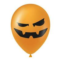 Halloween Orange ballon illustration avec effrayant et marrant visage vecteur