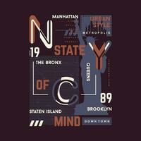 nyc Etat de esprit graphique typographie, vecteur t chemise conception, illustration, bien pour décontractée actif