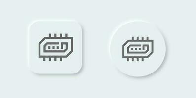 RAM ligne icône dans néomorphe conception style. Aléatoire accès Mémoire panneaux vecteur illustration.
