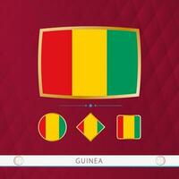 ensemble de Guinée drapeaux avec or Cadre pour utilisation à sportif événements sur une Bourgogne abstrait Contexte. vecteur