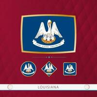 ensemble de Louisiane drapeaux avec or Cadre pour utilisation à sportif événements sur une Bourgogne abstrait Contexte. vecteur