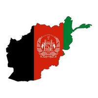 afghanistan carte silhouette avec drapeau isolé sur blanc Contexte vecteur