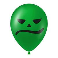 Halloween vert ballon illustration avec effrayant et marrant visage vecteur