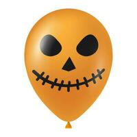 Halloween Orange ballon illustration avec effrayant et marrant visage vecteur