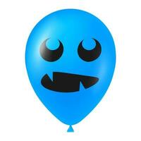 Halloween bleu ballon illustration avec effrayant et marrant visage vecteur