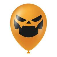 Halloween Orange ballon illustration avec effrayant et marrant visage vecteur