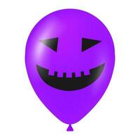 Halloween violet ballon illustration avec effrayant et marrant visage vecteur