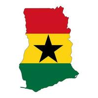 Ghana carte silhouette avec drapeau isolé sur blanc Contexte vecteur