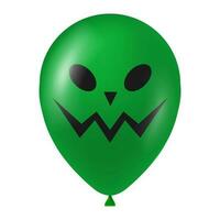 Halloween vert ballon illustration avec effrayant et marrant visage vecteur